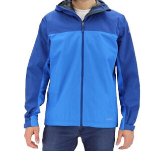 Swiss Tech Jacket Mens Blue Hood Waterproof Windbreaker Soft Shell Hiking Small